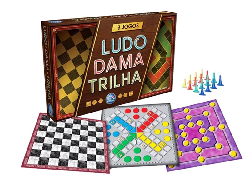 Damas, Ludo E Trilha - Caixa Madeira - Pais E Filhos - Lojas França